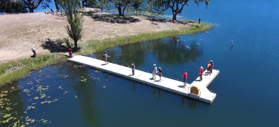 Fishing from the new dock at Wente