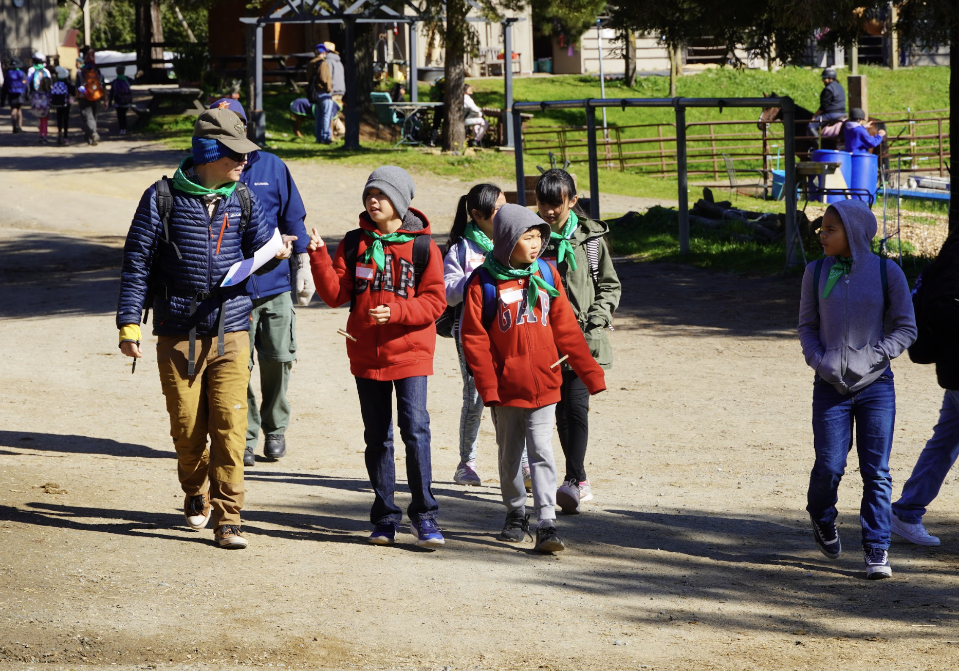 Scouts Walking with Leader