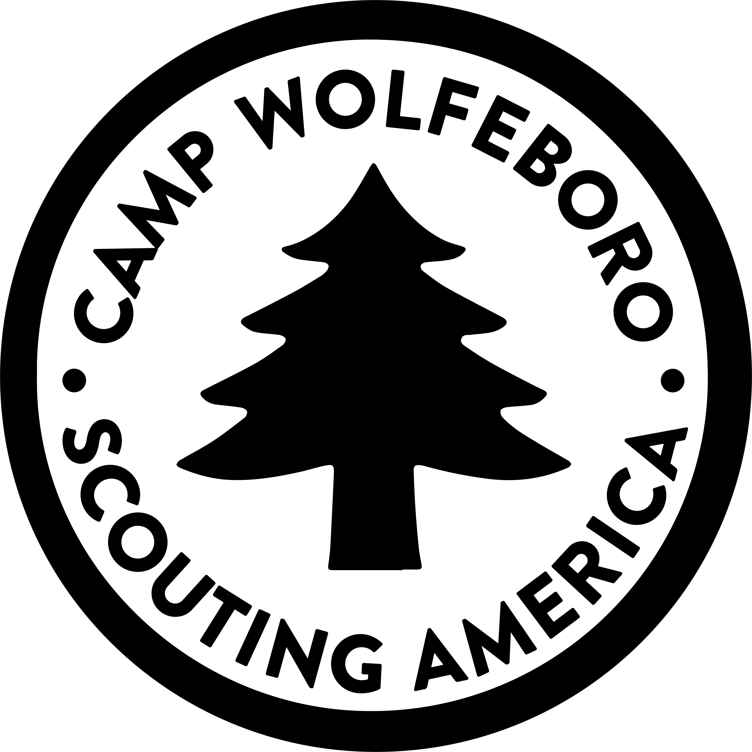 Camp Wolfeboro logo with large Scouting America