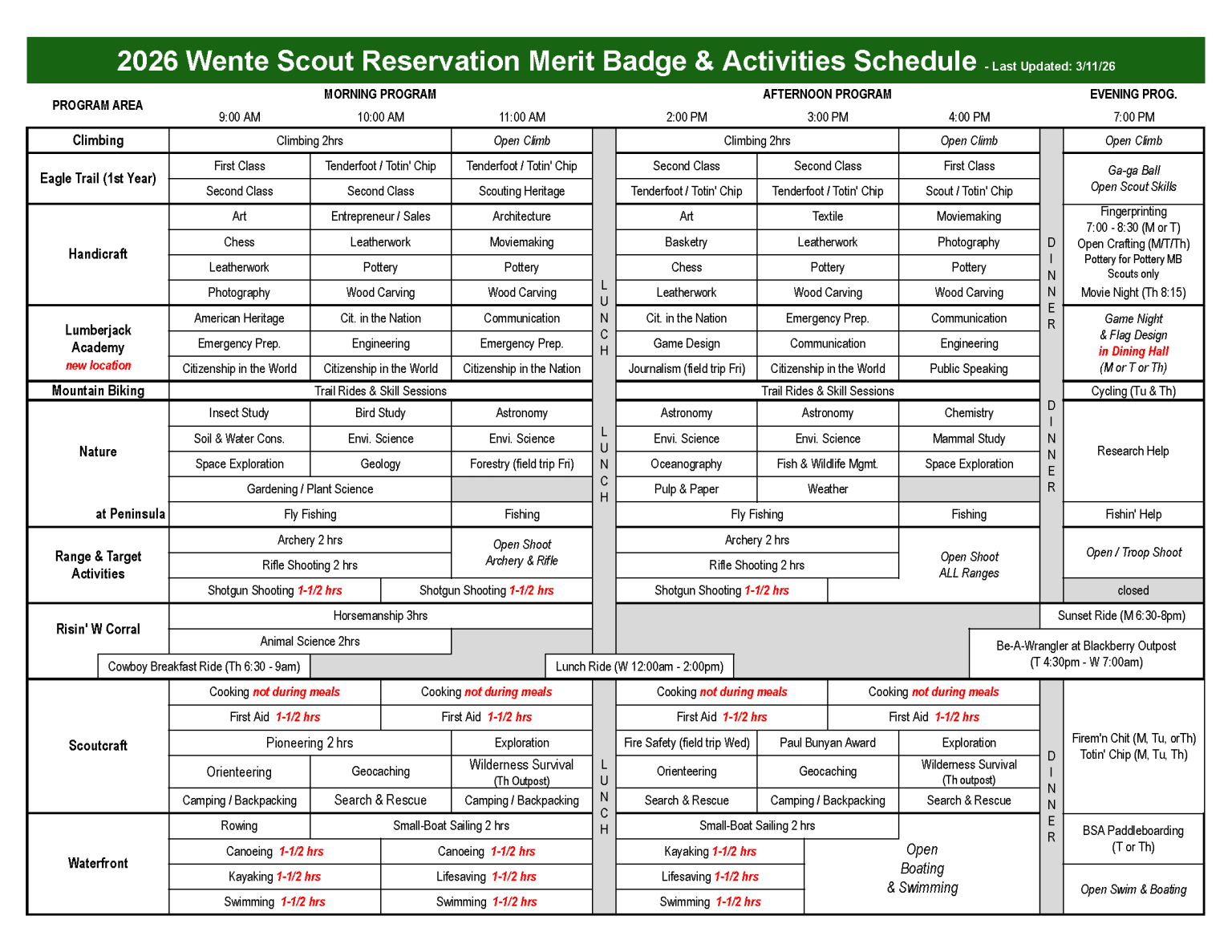 2026 Wente Merit Badge Schedule 20260311