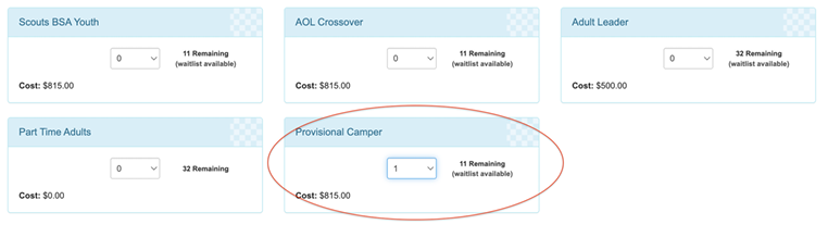 Provisional Camper Registration 3