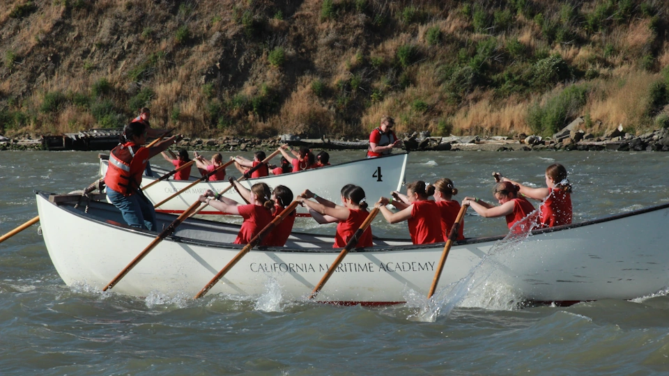 Viking crew 'pulling' as they race another crew