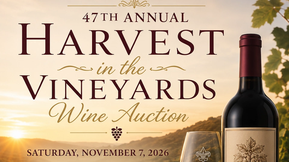 Poster promoting annual Harvest in the Vineyards.
